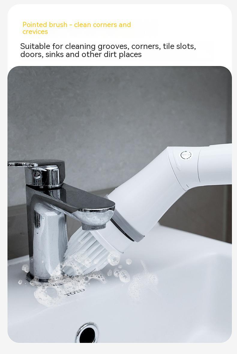 Electric Telescopic Scrubber Brush – Long Handle Multi-Angle Cleaning Tool for Walls & Elbows