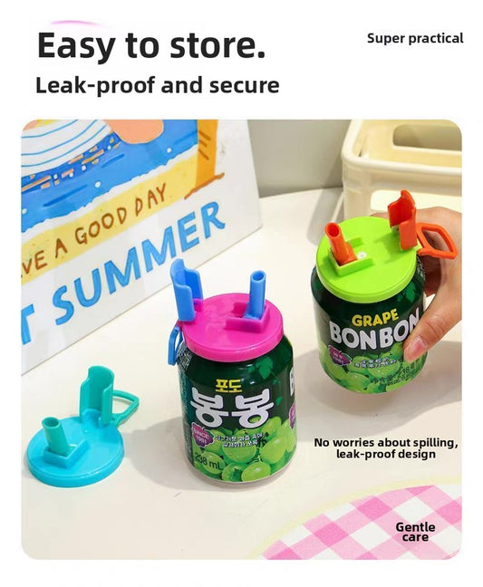 BPA-Free Soda Can Covers with Reusable Straws – Easy to Use, Spill-Proof