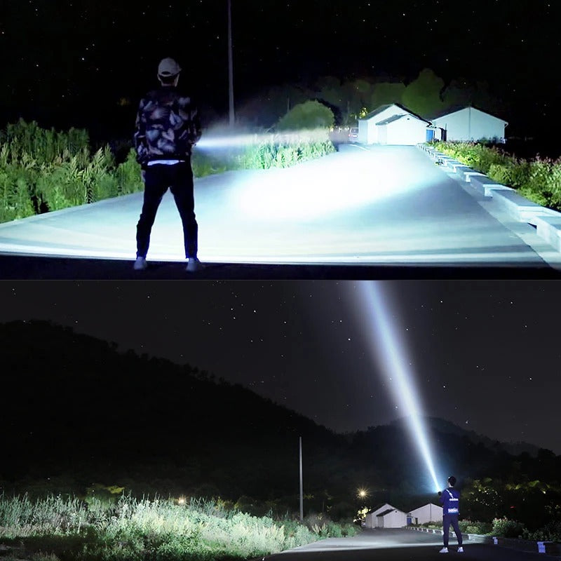 Rechargeable Super Bright LED Flashlight – Focused Beam Xenon Outdoor Torch Light