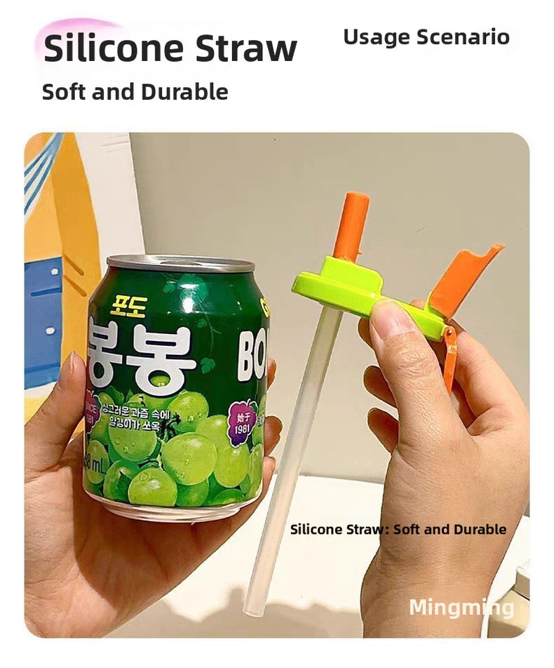 BPA-Free Soda Can Covers with Reusable Straws – Easy to Use, Spill-Proof