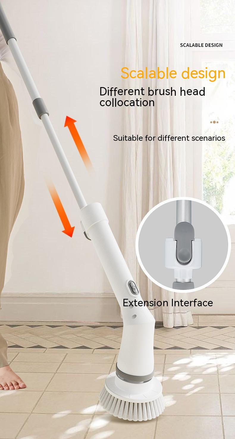 Electric Telescopic Scrubber Brush – Long Handle Multi-Angle Cleaning Tool for Walls & Elbows