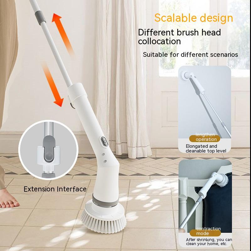 Electric Telescopic Scrubber Brush – Long Handle Multi-Angle Cleaning Tool for Walls & Elbows