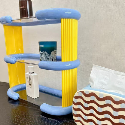 Trendy Dopamine Cup Holder with Multi-Layer Contrast Color Storage Rack