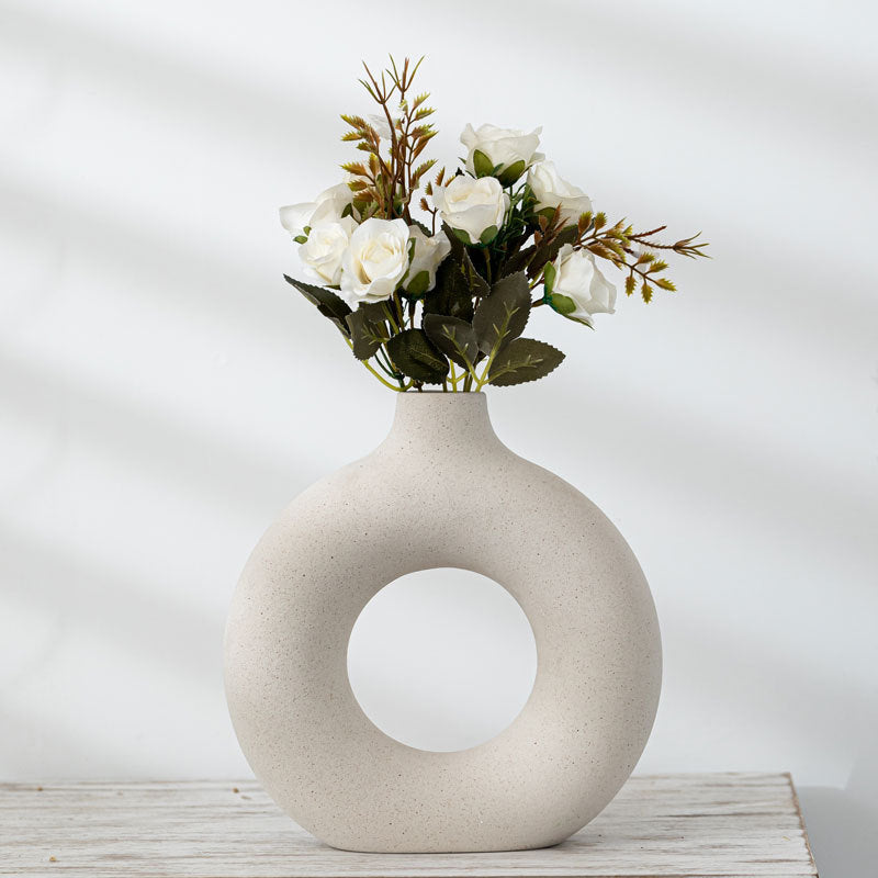 Modern Biscuit Vase – Frosted Textured Flower Arrangement Decor