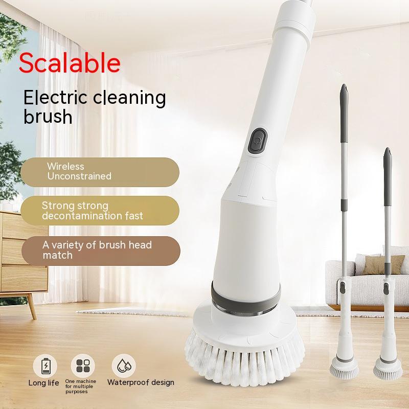 Electric Telescopic Scrubber Brush – Long Handle Multi-Angle Cleaning Tool for Walls & Elbows