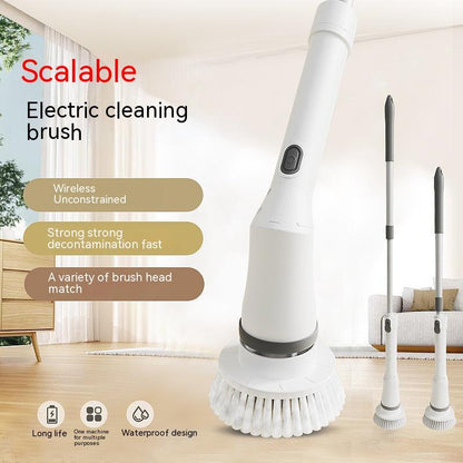Electric Telescopic Scrubber Brush – Long Handle Multi-Angle Cleaning Tool for Walls & Elbows