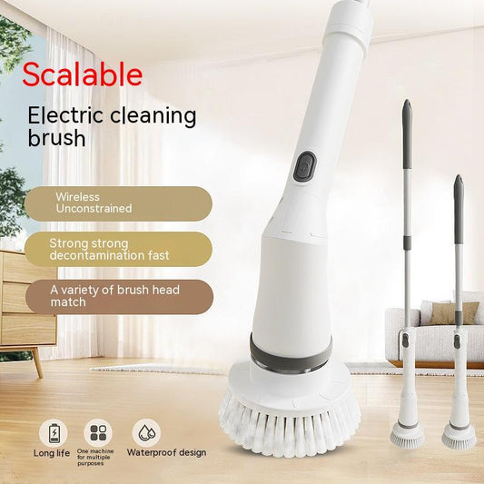 Electric Telescopic Scrubber Brush – Long Handle Multi-Angle Cleaning Tool for Walls & Elbows
