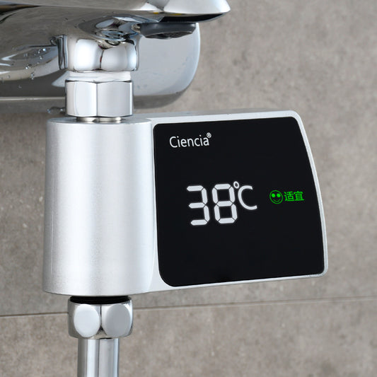Plastic Shower Faucet with Built-in Water Thermometer – No Power Needed