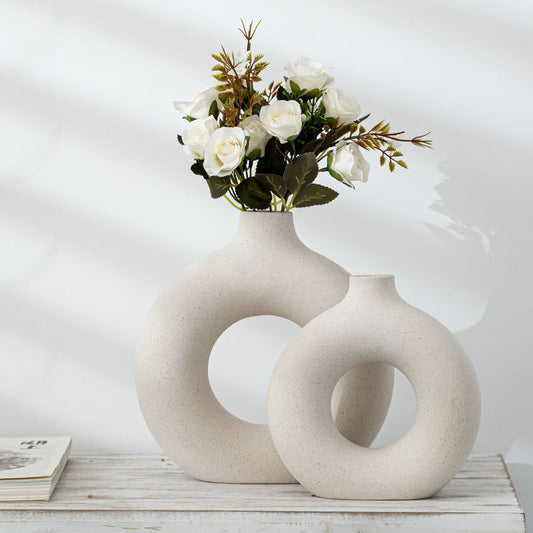 Modern Biscuit Vase – Frosted Textured Flower Arrangement Decor